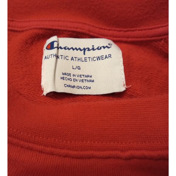 Vintage RARE Champion Women's Red Crewneck Sweatshirt w/ White Side Tie SZ L - Picture 5 of 8